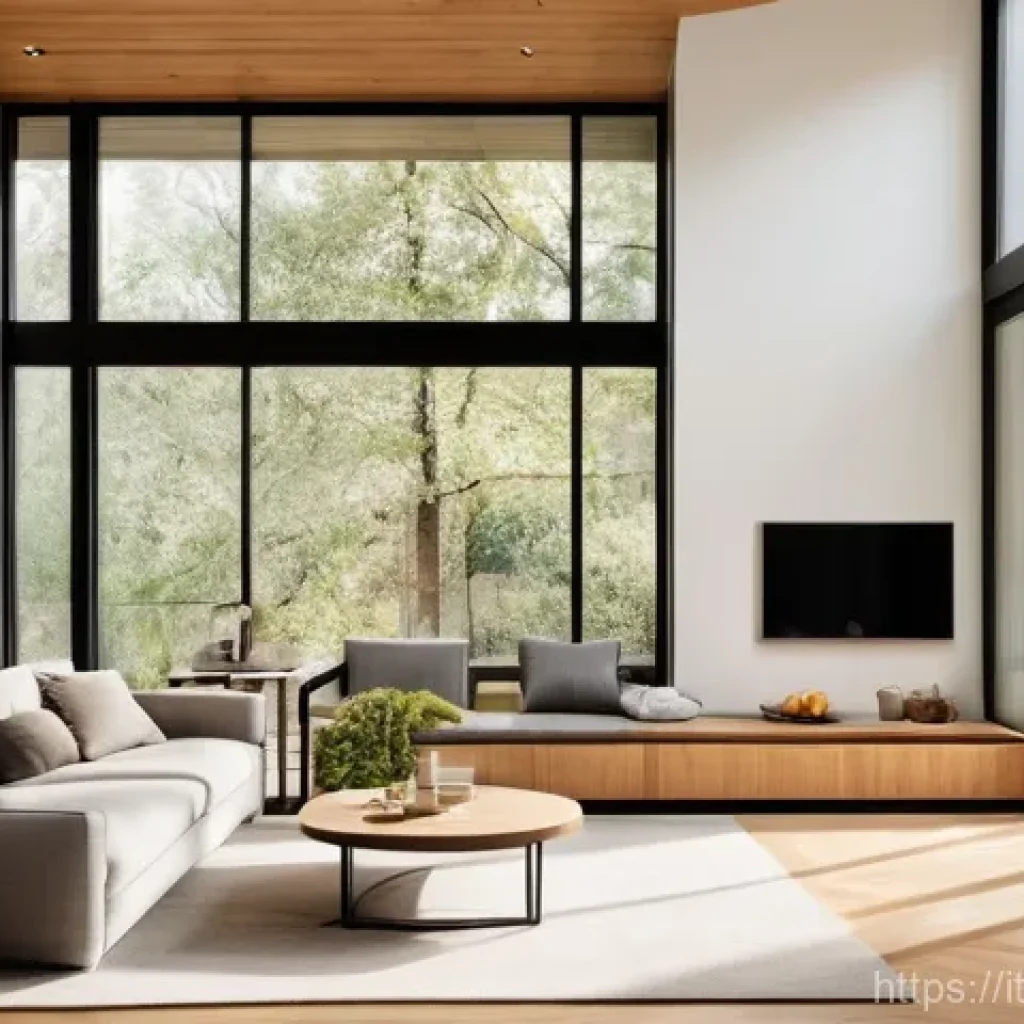 건축자재 마케팅과 에너지 효율성 - **Prompt: A serene and inviting contemporary Italian living room in a sustainably built home. A youn...