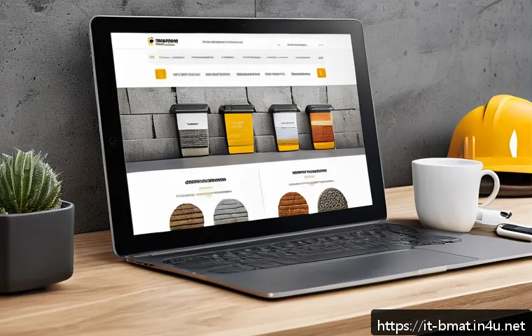 건축자재 마케팅과 전자상거래 E commerce - A modern, sleek construction materials e-commerce website homepage displayed on multiple devices—des...