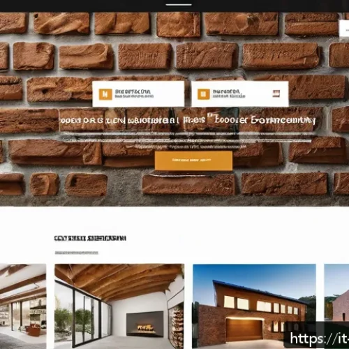 건축자재 광고 채널별 효과 비교 - A modern, clean construction materials showroom website homepage displayed on a sleek laptop screen,...