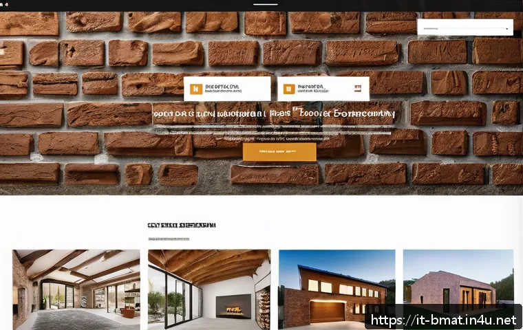 건축자재 광고 채널별 효과 비교 - A modern, clean construction materials showroom website homepage displayed on a sleek laptop screen,...