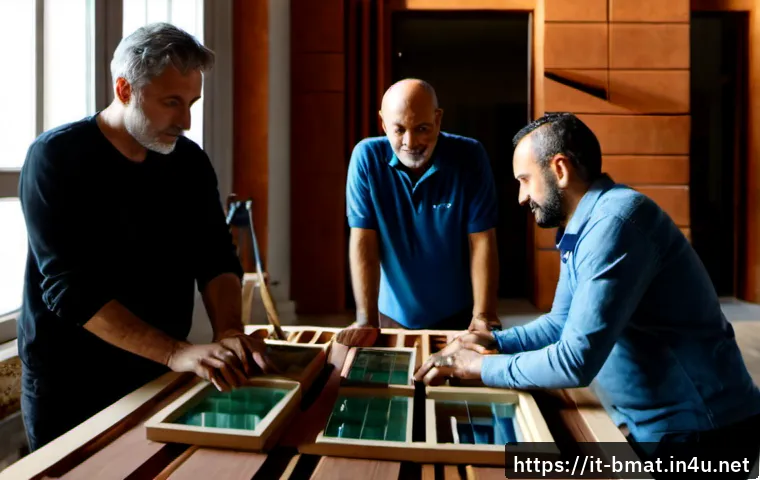 Home 17 건축자재 마케팅에서의 협업 사례 - Photorealistic architectural materials collaboration meeting in a sunlit Milan design studio, Italia...